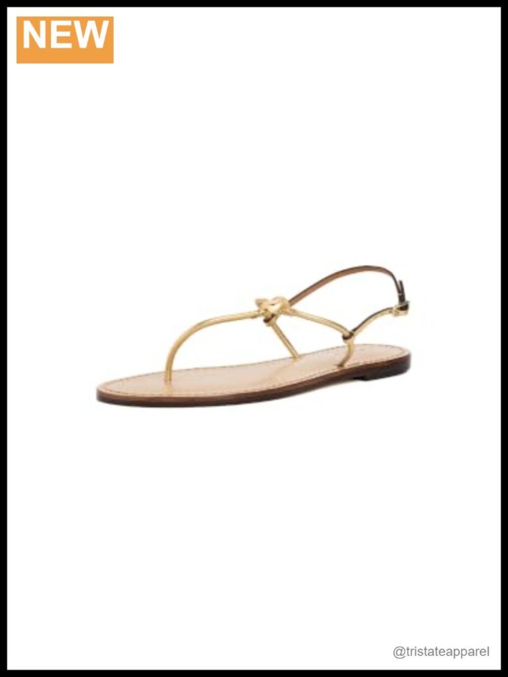 Leather Flat Slingback Sandals with Gold-Tone Hardware